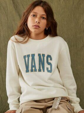VANS Crest Big Kids Girls' Crewneck Graphic Sweatshirt (Cream)